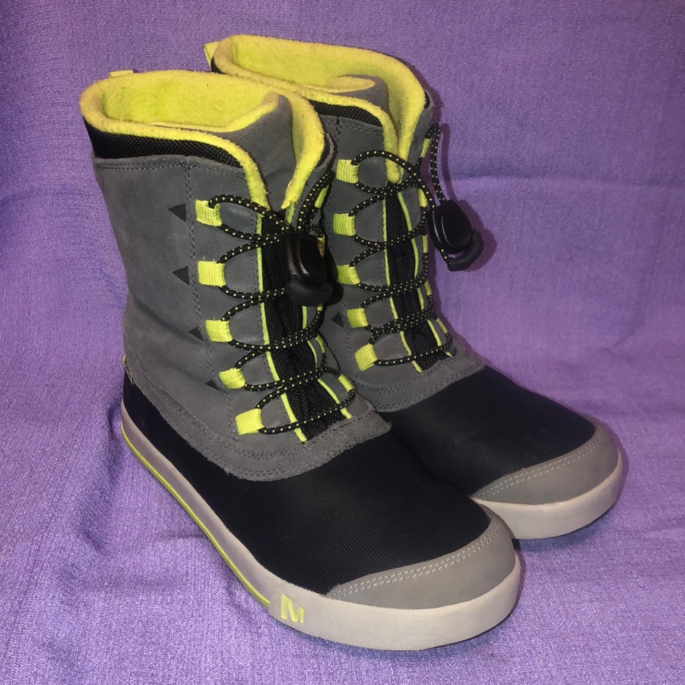 Merrell Kids Gray and Yellow Snow Boots